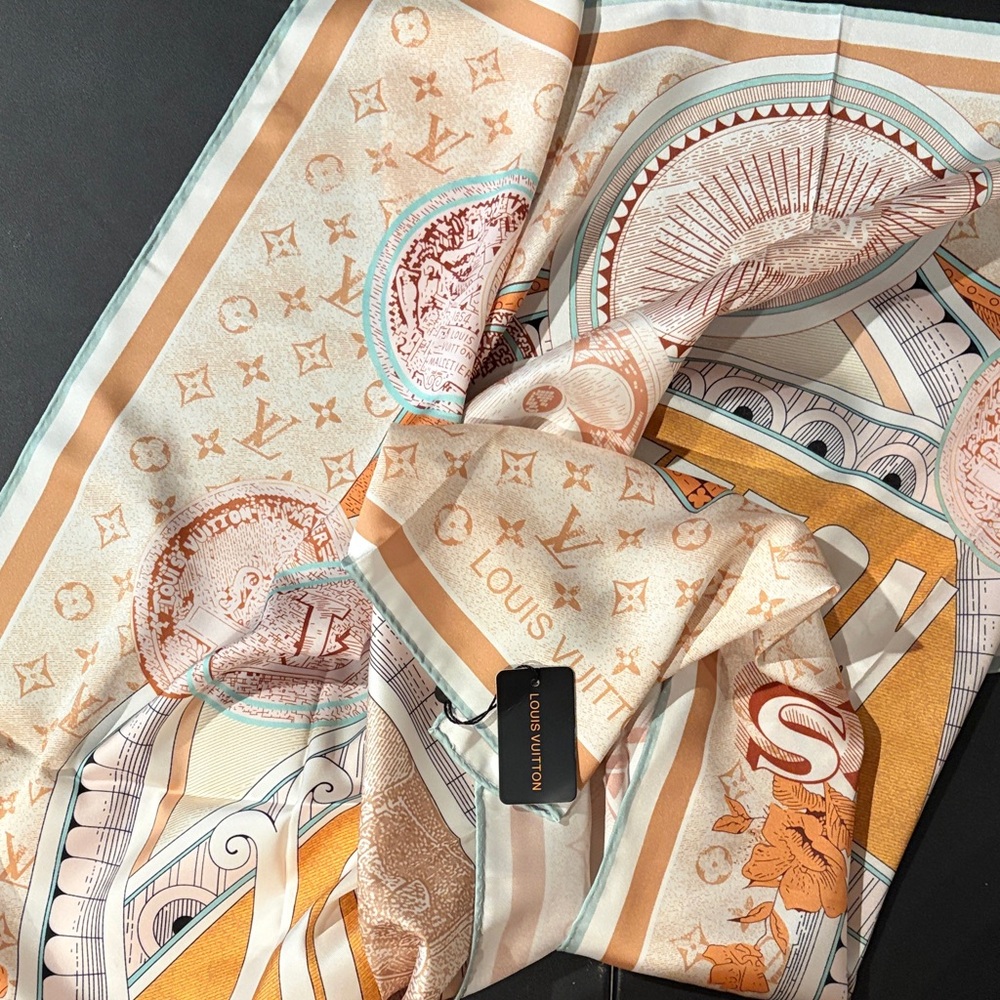 Louis Vuitton Scarf with Cream and Tan Accents